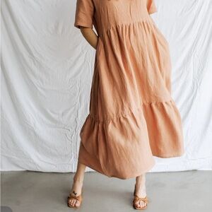 Elegant Peach Midi Dress